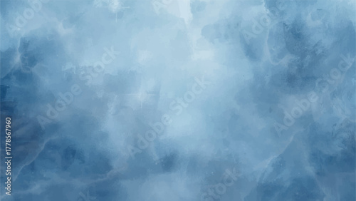 Soft Pastel Blue and White Watercolor Cloud Texture Background with Gentle, Blurry Wash and a Bright Central Glow. Serene, Dreamy, and Wintery Sky or Fog Aesthetic Backdrops