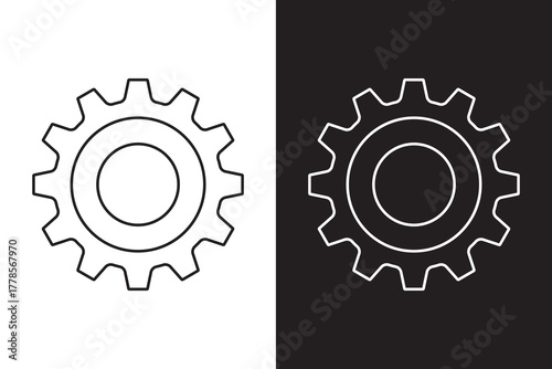 gear symbol, settings icon. Metal gears and cogs vector. Gear icon flat design. Mechanism wheels logo. Cogwheel concept template. Configuration, gear icon on transparent background. EPS 10.