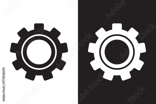 gear symbol, settings icon. Metal gears and cogs vector. Gear icon flat design. Mechanism wheels logo. Cogwheel concept template. Configuration, gear icon on transparent background. EPS 10.