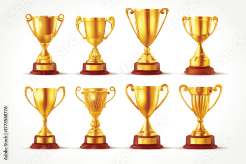 Collection of Golden Trophies for Awards, Achievements, and Sports Excellence