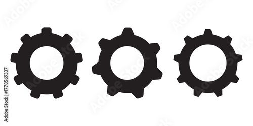 Gear setting icon set, containing Cog wheel, Gear wheel symbol, Vector illustration.