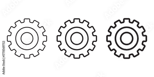 Gears icons vector pack. Settings gear icon Thin line illustration set vector.