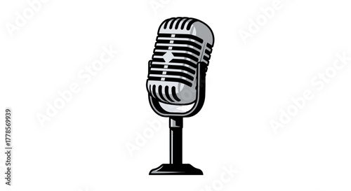 Vintage Microphone: A classic vintage microphone stands alone, exuding a sense of old-school charm and capturing the essence of timeless audio recording.