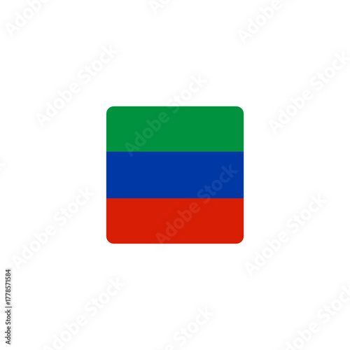 Square flag of Dagestan with rounded corners isolated on a transparent background. Perfect for educational materials, travel content, and national representation design projects Free Download Square flag of Dagestan with rounded corners isolated on a transparent background. Perfect for educational materials, travel content, and national representation design projects - GFXLoad