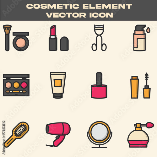 Cosmetic and Makeup Vector Icons for Beauty and Fashion Applications