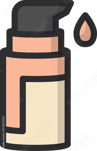 Foundation dispenser icon, skincare product, cosmetic container with droplet design