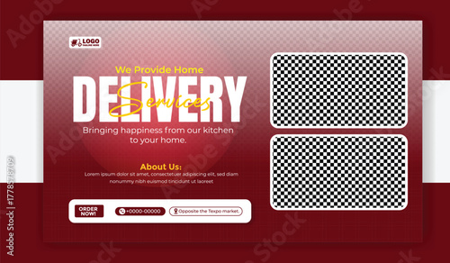 Home delivery service banner template for social media promotion isolated