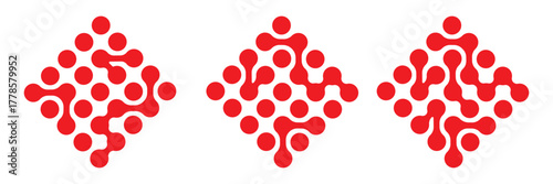 Abstract shape, metaball, morph spheres. Connected dots, science, molecular, nanotechnology. Set of black elements patterns isolated on white background