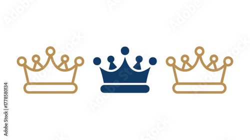 Golden outline blue solid crowns