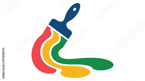 Paintbrush with colorful stroke