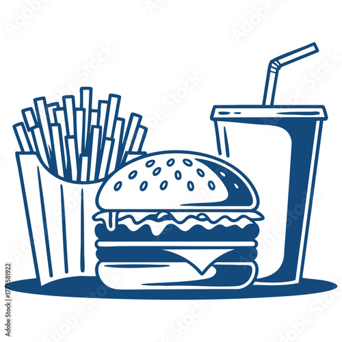 Fast food combo meal illustration