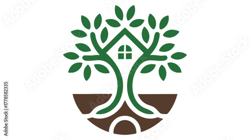 Nature home green house tree logo
