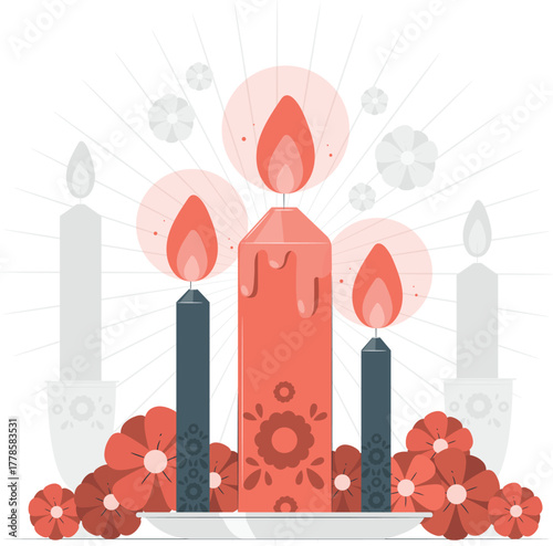 Day of the Dead Candles and Flowers muertos