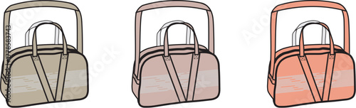 Three stylish duffel bags in neutral tones, perfect for travel and gym essentials