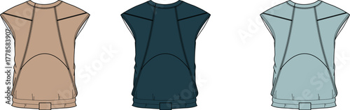 Fashion Illustration of Modern Sleeveless Tops in Diverse Colors Stylish Apparel Designs