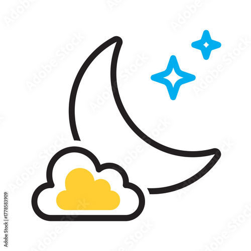 Vector multi color icon for Moon night
