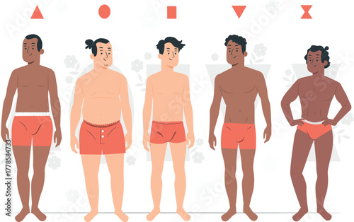 Diverse Men Body Types Illustrated in Underwear diversity illustration