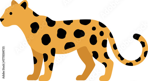 Simple Flat Illustration of a Spotted Leopard Wild Cat Animal