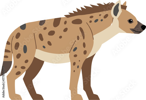 Simple Flat Spotted Hyena Standing Wildlife Animal Graphic Illustration