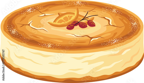 Delicious Cartoon Style Lemon Cream Pie with Fruit Topping Dessert