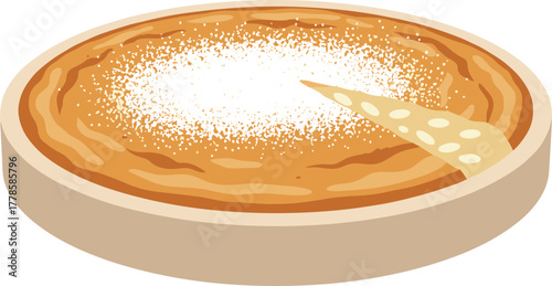 Simple Style Detailed Pie with Powdered Sugar Dessert and Portion Category