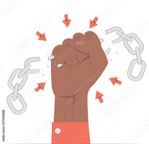 Fist Breaking a Chain Symbolizing Freedom and Strength breaking chains liberation