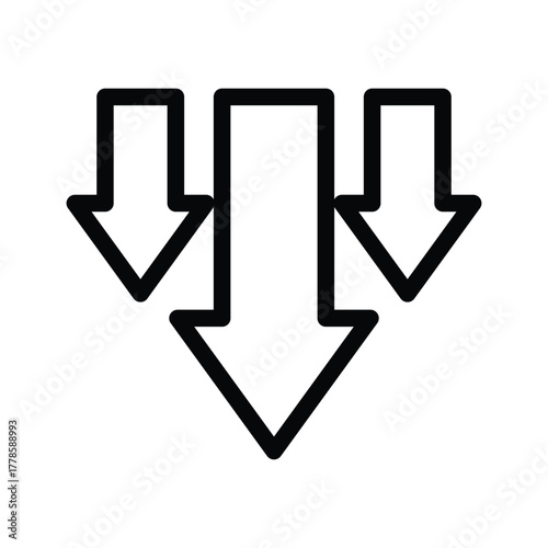 down arrow decrease symbol outline icon vector design good for web or mobile app