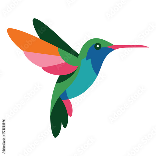 Colorful hummingbird in flight
