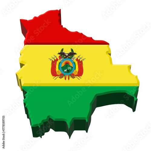 Map of Bolivia with Flag Overlay on Country Contour

