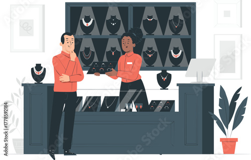 Jewelry Store Customer and Salesperson shop