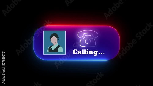 Animated Women Voice Caller Wave Icon Animation for Mobile App UI, Customer Support Hotline, Female Assistant Notification Alert, Modern Communication Design, Call Center Service Interface