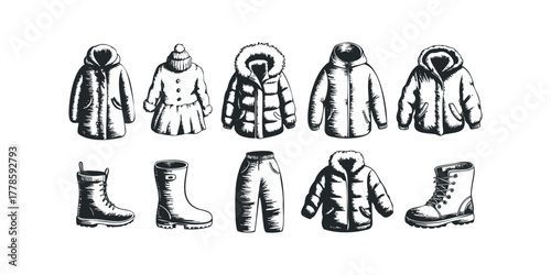 Collection of Winter Clothing and Footwear