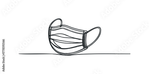 Hand drawn sketch of a medical face mask