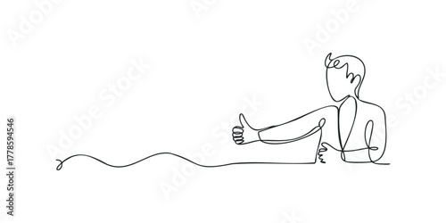 Line art of a person giving a thumbs up gesture