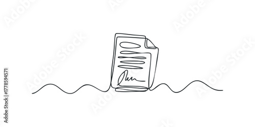 Document with signature and wavy line