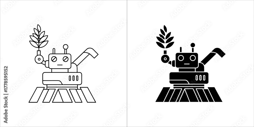 Fototapeta premium Agriculture robot icon for smart farming concept