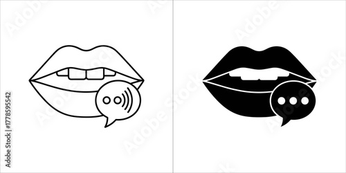 Mouth speaking with speech bubble