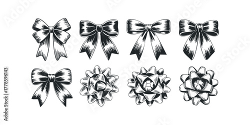 Collection of Hand Drawn Gift Bows and Ribbons
