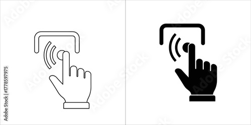 Finger pushing doorbell icon for home security