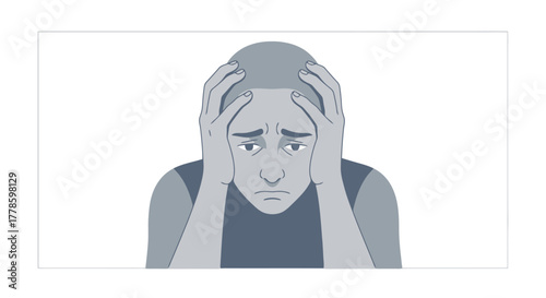 Distressed Teenager Holding Head in Hands Visualizing Anxiety Stress and Mental Health Struggle