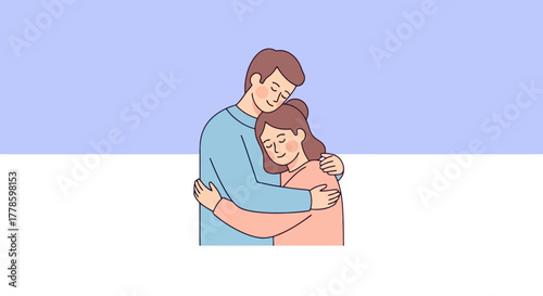 Loving Couple Hugging Tenderly Expressing Affection and Connection Vector Illustration