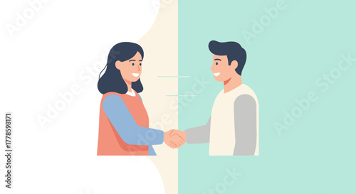 Diverse Teamwork and Collaboration Man and Woman Shaking Hands to Seal Deal