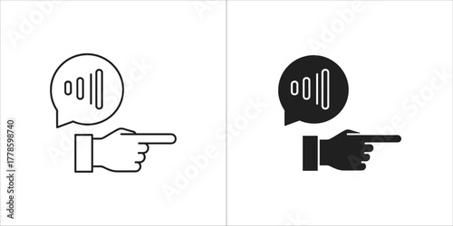 Hand pointing at speech bubble