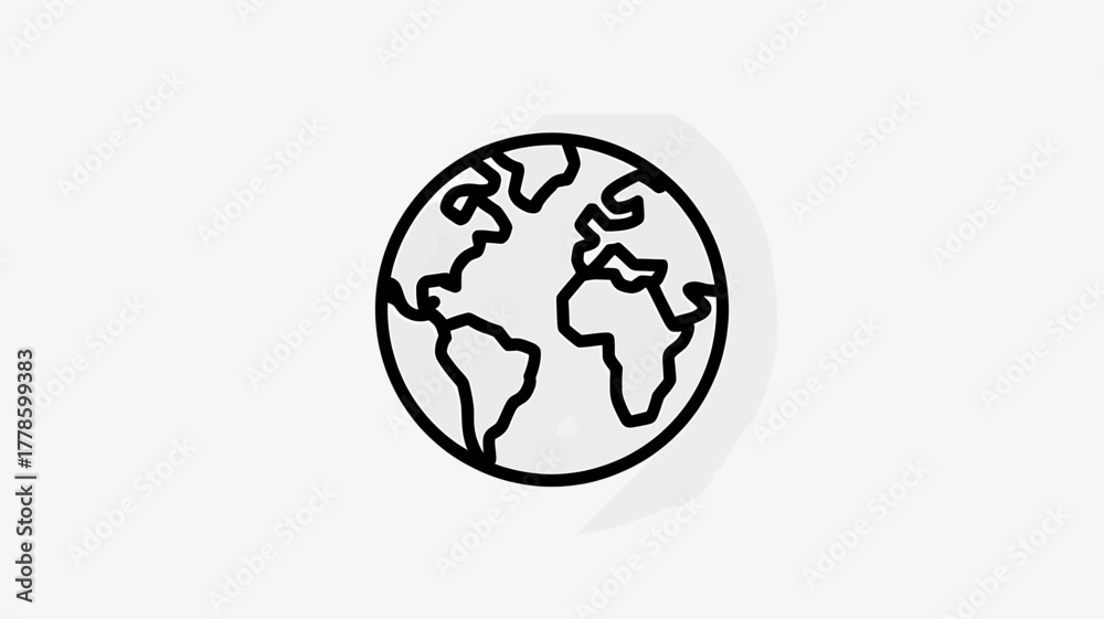 Obraz premium Earth globe icon simple line art vector illustration isolated on white background for app and web design