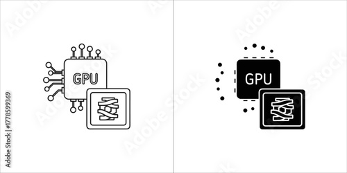 Gpu and tensor core line and glyph icon