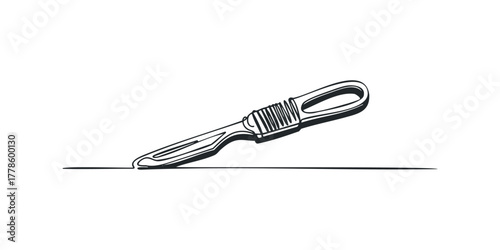 Minimalist Single Line Drawing of a Scalpel