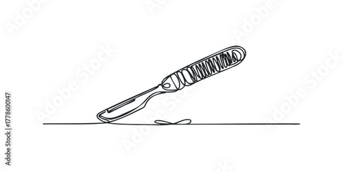 Straight Razor Blade Simple Line Drawing