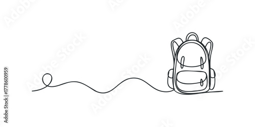 Single Line Backpack Drawing with Wavy Path