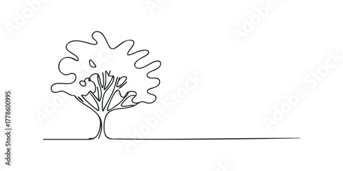 Single line drawing of a stylized tree