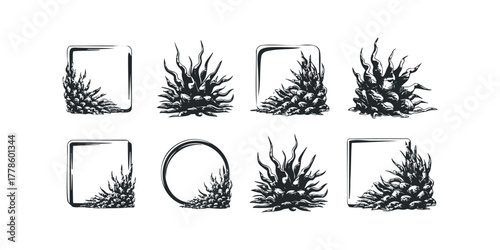 Ornate frames with spiky plant growth accents